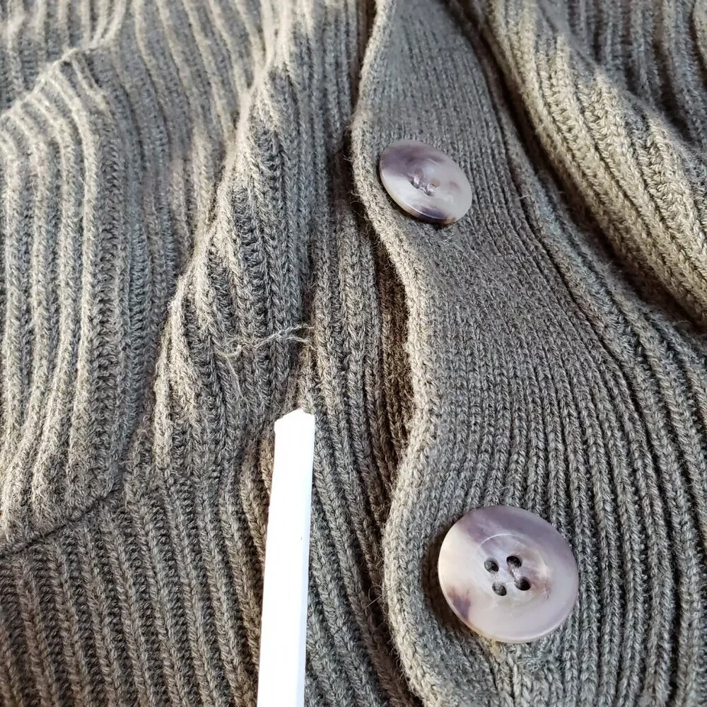 GAP Sage Green Oversized Boyfriend Cardigan Sweater Rib Knit Pockets S